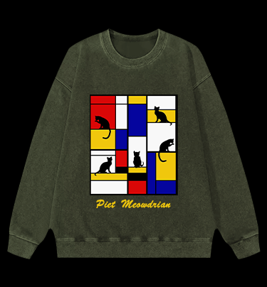 Piet's Cat Vintage Washed 100% Cotton Sweatshirt