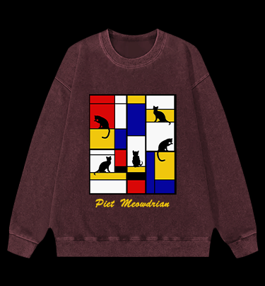 Piet's Cat Vintage Washed 100% Cotton Sweatshirt