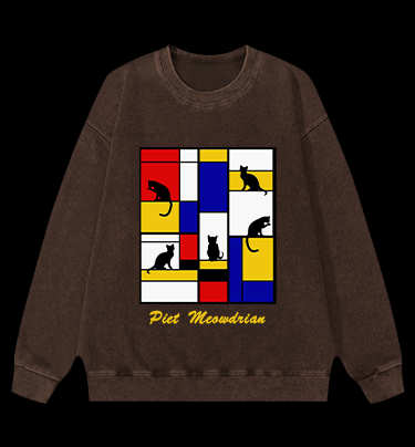 Piet's Cat Vintage Washed 100% Cotton Sweatshirt