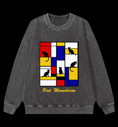 Piet's Cat Vintage Washed 100% Cotton Sweatshirt