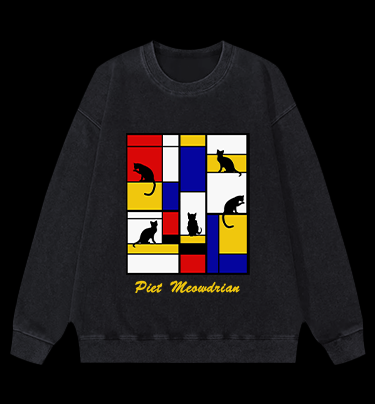 Piet's Cat Vintage Washed 100% Cotton Sweatshirt