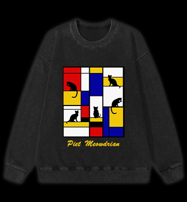 Piet's Cat Vintage Washed 100% Cotton Sweatshirt