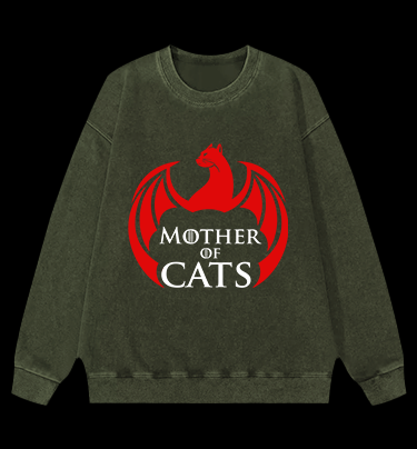Mother Of Cats Vintage Washed 100% Cotton Sweatshirt