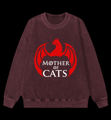 Mother Of Cats Vintage Washed 100% Cotton Sweatshirt