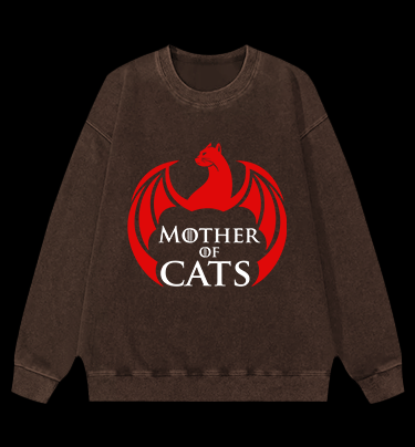 Mother Of Cats Vintage Washed 100% Cotton Sweatshirt