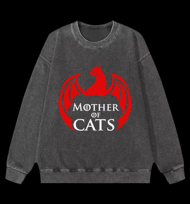 Mother Of Cats Vintage Washed 100% Cotton Sweatshirt