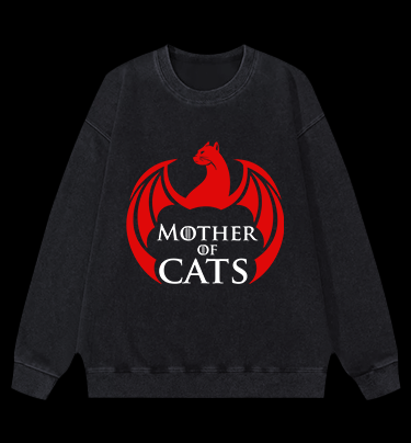 Mother Of Cats Vintage Washed 100% Cotton Sweatshirt
