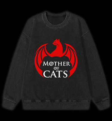 Mother Of Cats Vintage Washed 100% Cotton Sweatshirt