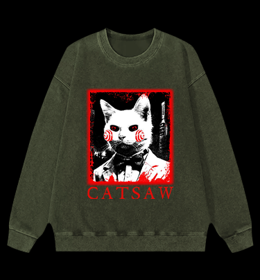 CATSAW Vintage Washed 100% Cotton Sweatshirt