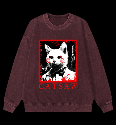 CATSAW Vintage Washed 100% Cotton Sweatshirt