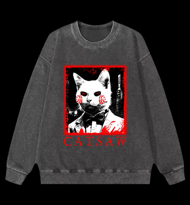 CATSAW Vintage Washed 100% Cotton Sweatshirt