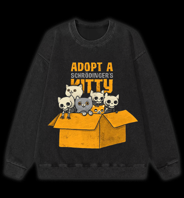 Schrödinger's Cat Vintage Washed 100% Cotton Sweatshirt