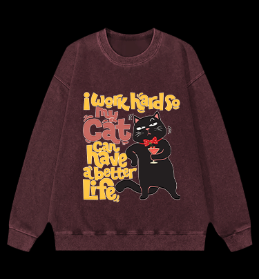Monologue of a Happy Cat Vintage Washed 100% Cotton Sweatshirt