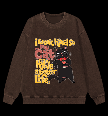 Monologue of a Happy Cat Vintage Washed 100% Cotton Sweatshirt