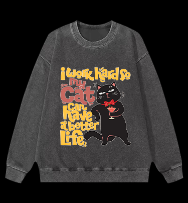 Monologue of a Happy Cat Vintage Washed 100% Cotton Sweatshirt