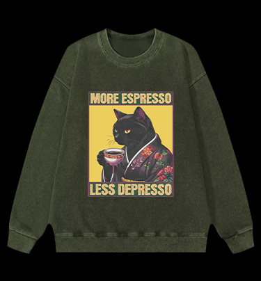 Caffeine Down Depression Vintage Washed 100% Cotton Sweatshirt