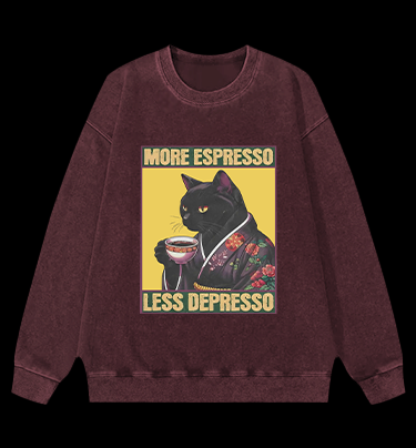 Caffeine Down Depression Vintage Washed 100% Cotton Sweatshirt