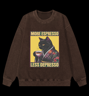 Caffeine Down Depression Vintage Washed 100% Cotton Sweatshirt