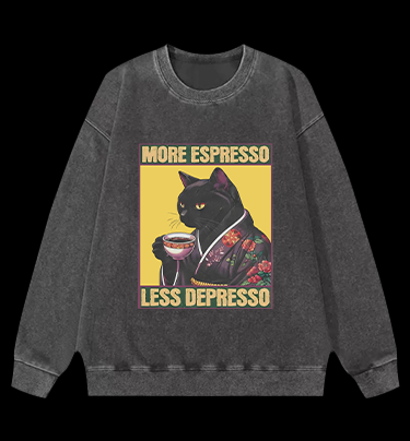 Caffeine Down Depression Vintage Washed 100% Cotton Sweatshirt