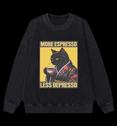 Caffeine Down Depression Vintage Washed 100% Cotton Sweatshirt