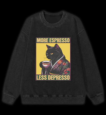 Caffeine Down Depression Vintage Washed 100% Cotton Sweatshirt