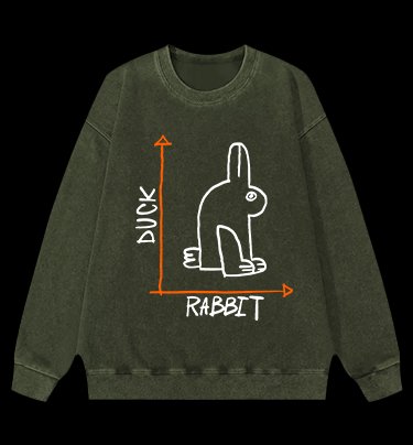 Funny Science Duck Rabbit Vintage Washed 100% Cotton Sweatshirt