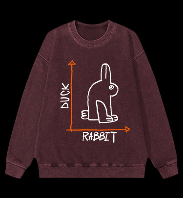 Funny Science Duck Rabbit Vintage Washed 100% Cotton Sweatshirt