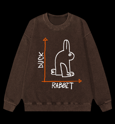 Funny Science Duck Rabbit Vintage Washed 100% Cotton Sweatshirt