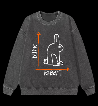 Funny Science Duck Rabbit Vintage Washed 100% Cotton Sweatshirt