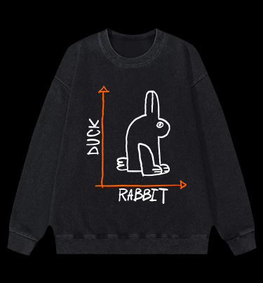 Funny Science Duck Rabbit Vintage Washed 100% Cotton Sweatshirt