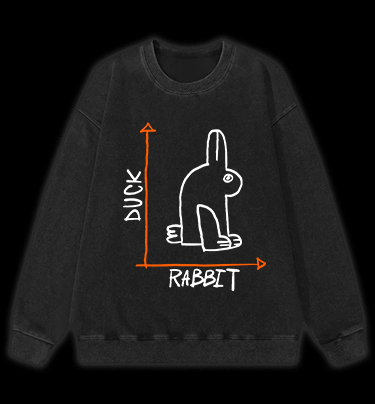 Funny Science Duck Rabbit Vintage Washed 100% Cotton Sweatshirt