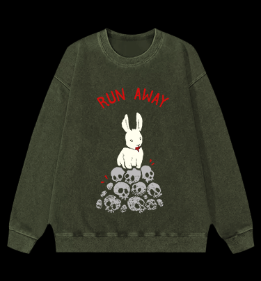 Run Away Rabbit Vintage Washed 100% Cotton Sweatshirt