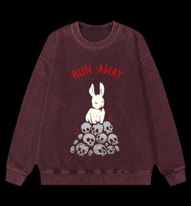 Run Away Rabbit Vintage Washed 100% Cotton Sweatshirt