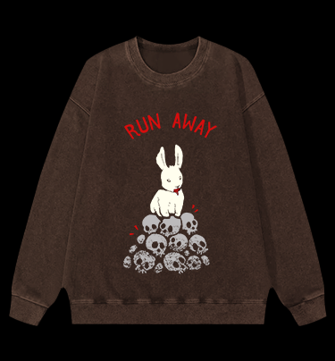 Run Away Rabbit Vintage Washed 100% Cotton Sweatshirt