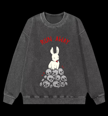 Run Away Rabbit Vintage Washed 100% Cotton Sweatshirt