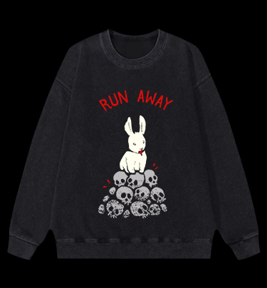 Run Away Rabbit Vintage Washed 100% Cotton Sweatshirt