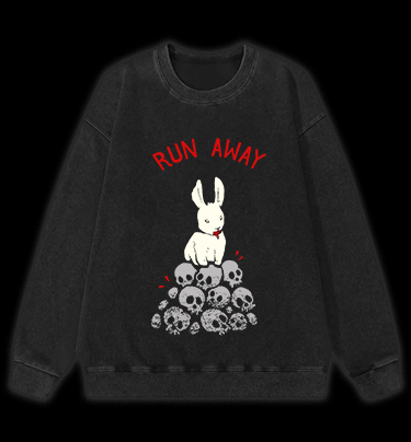 Run Away Rabbit Vintage Washed 100% Cotton Sweatshirt