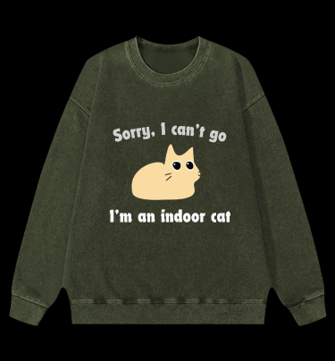 Indoor Cat Vintage Washed 100% Cotton Sweatshirt