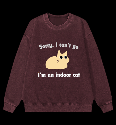 Indoor Cat Vintage Washed 100% Cotton Sweatshirt