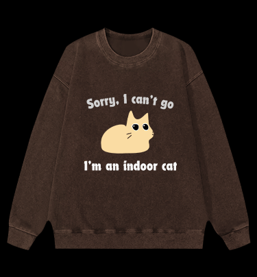 Indoor Cat Vintage Washed 100% Cotton Sweatshirt