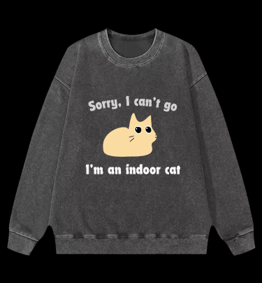 Indoor Cat Vintage Washed 100% Cotton Sweatshirt