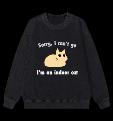 Indoor Cat Vintage Washed 100% Cotton Sweatshirt