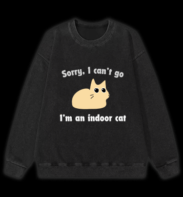 Indoor Cat Vintage Washed 100% Cotton Sweatshirt
