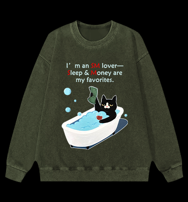Funny Cat Vintage Washed 100% Cotton Sweatshirt