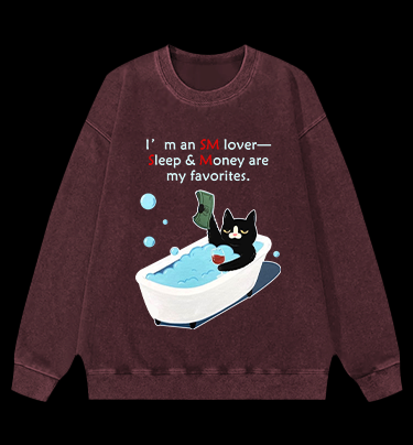 Funny Cat Vintage Washed 100% Cotton Sweatshirt