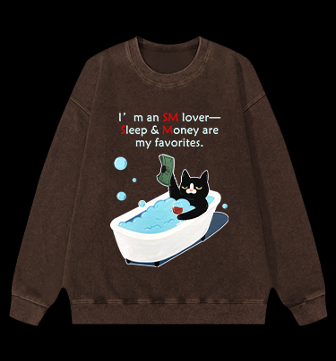 Funny Cat Vintage Washed 100% Cotton Sweatshirt
