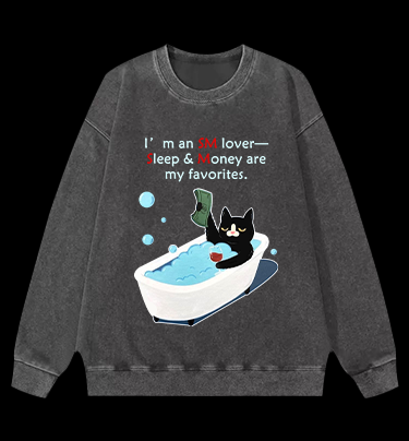 Funny Cat Vintage Washed 100% Cotton Sweatshirt