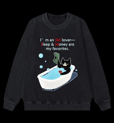 Funny Cat Vintage Washed 100% Cotton Sweatshirt
