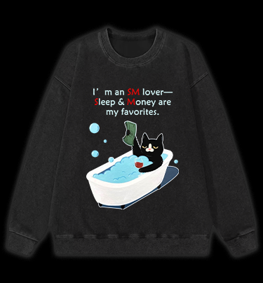 Funny Cat Vintage Washed 100% Cotton Sweatshirt