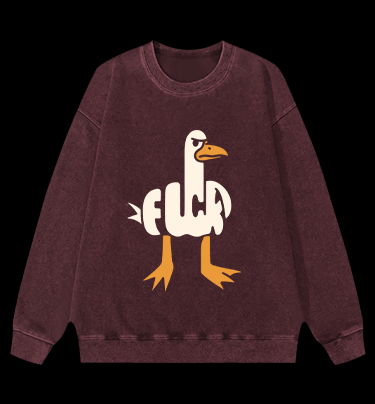 Funny Fuck Duck Vintage Washed 100% Cotton Sweatshirt